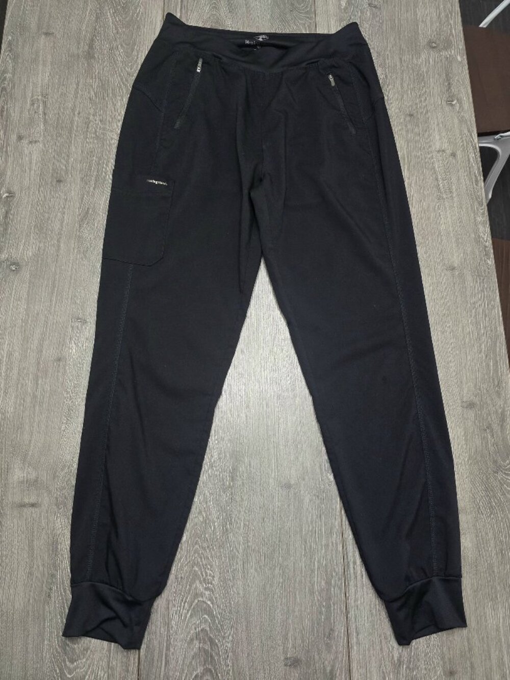 Healing Hands Womens Black Jogger Scrub Pants Size M TALL Zip Pockets